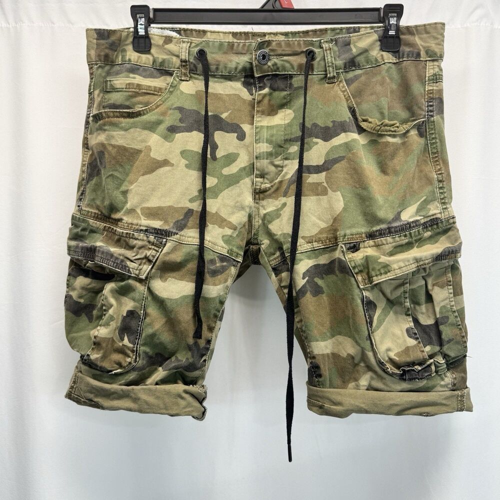 Smoke Rise Cargo Shorts Mens 38 Camo 13” Inseam Utility Jorts Twill Gorpcore - Picture 3 of 12